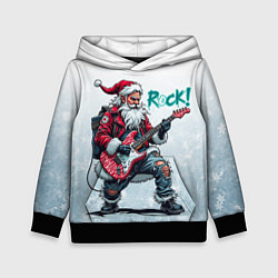 Толстовка-худи детская Санта с гитарой, цвет: 3D-черный