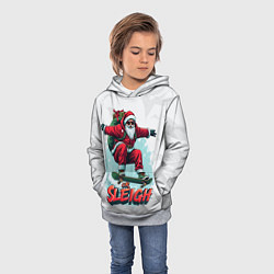 Толстовка-худи детская Санта с подарками на скейте, цвет: 3D-меланж — фото 2