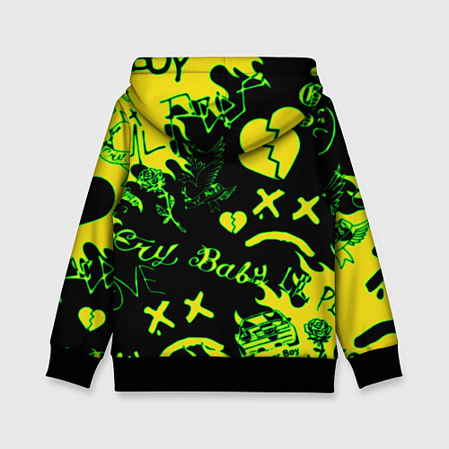 Детская толстовка Lil Peep кислотные автографы / 3D-Черный – фото 2
