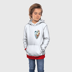 Толстовка-худи детская Сердце и ветка цветущая сакура с цветами, цвет: 3D-красный — фото 2