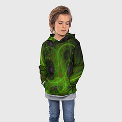 Толстовка-худи детская Зелёный дым абстракция, цвет: 3D-меланж — фото 2