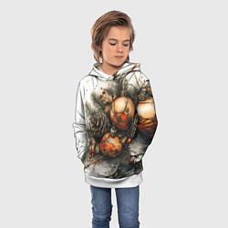 Толстовка-худи детская Новогодние игрушки и шишки, цвет: 3D-белый — фото 2