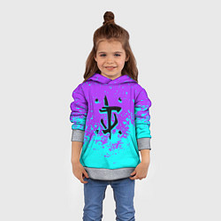 Толстовка-худи детская Doom краски неон лого, цвет: 3D-меланж — фото 2