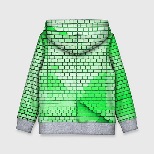 Детская толстовка Зелёные кирпичики / 3D-Меланж – фото 2