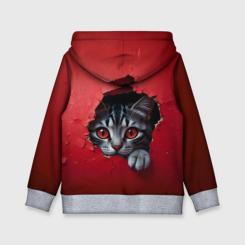 Детская толстовка Выглядывающий котик / 3D-Меланж – фото 2