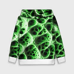 Толстовка-худи детская Зелёная пористая структура, цвет: 3D-белый