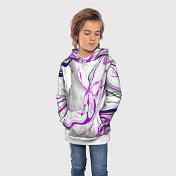Толстовка-худи детская Фиолетово-белый мрамор, цвет: 3D-белый — фото 2
