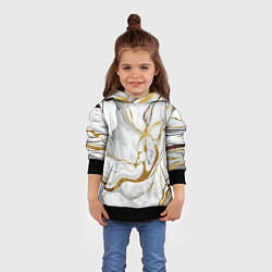 Толстовка-худи детская Жёлто-белый мрамор, цвет: 3D-черный — фото 2