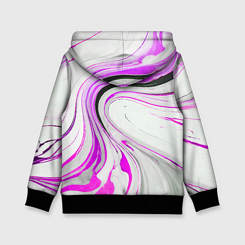 Детская толстовка Волнистые чёрно-фиолетовые линии на белом фоне / 3D-Черный – фото 2