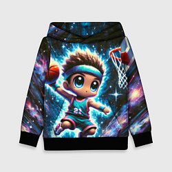 Толстовка-худи детская Бейсболист с мячом, цвет: 3D-черный