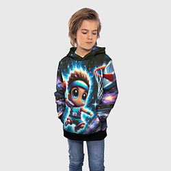 Толстовка-худи детская Бейсболист с мячом, цвет: 3D-черный — фото 2