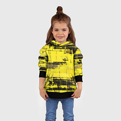 Толстовка-худи детская Чёрно-жёлтый техно-паттерн, цвет: 3D-черный — фото 2