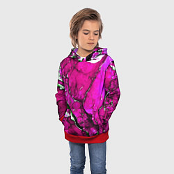 Толстовка-худи детская Розовый треснувший камень, цвет: 3D-красный — фото 2