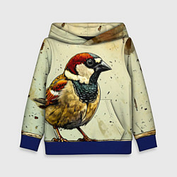 Толстовка-худи детская Воробушек, цвет: 3D-синий