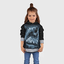 Толстовка-худи детская Медведь в зимнем лесу, цвет: 3D-меланж — фото 2