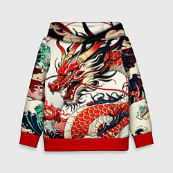 Детская толстовка Красный дракон в японском стиле ирезуми