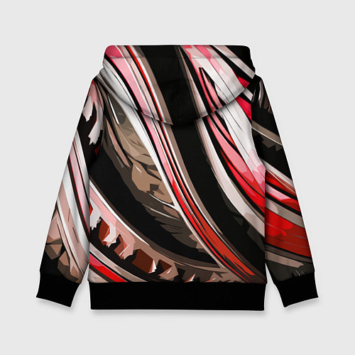 Детская толстовка Волнистая чёрно-красная абстракция / 3D-Черный – фото 2