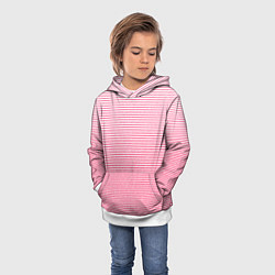 Толстовка-худи детская Полосатый розовый текстурный, цвет: 3D-белый — фото 2
