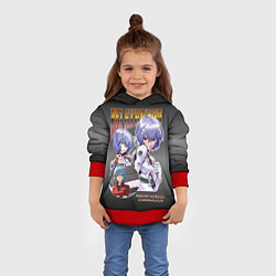 Толстовка-худи детская Евангелион Аянами Рей, цвет: 3D-красный — фото 2