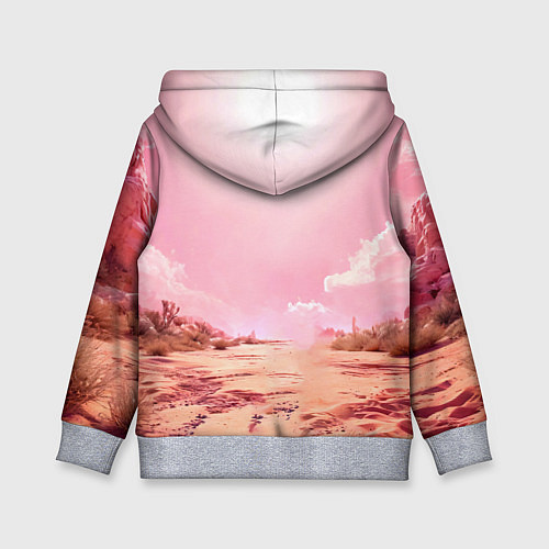Детская толстовка Верблюд в розовой пустыне / 3D-Меланж – фото 2