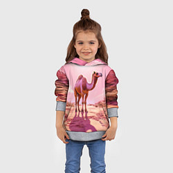 Толстовка-худи детская Верблюд в розовой пустыне, цвет: 3D-меланж — фото 2