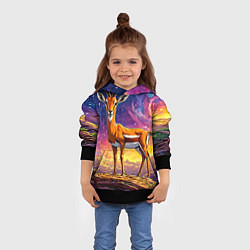Толстовка-худи детская Газель в звездную ночь, цвет: 3D-черный — фото 2