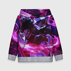 Толстовка-худи детская Клинок рассекающий демонов - аниме, цвет: 3D-меланж