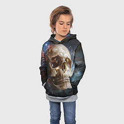 Толстовка-худи детская Череп - космос, цвет: 3D-меланж — фото 2