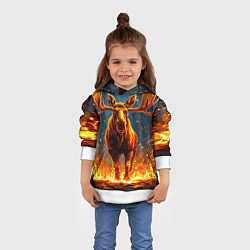 Толстовка-худи детская Лось в огне, цвет: 3D-белый — фото 2