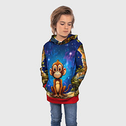 Толстовка-худи детская Обезьянка в звездную ночь, цвет: 3D-красный — фото 2