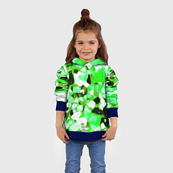 Толстовка-худи детская Green and white abstraction on a black background, цвет: 3D-синий — фото 2