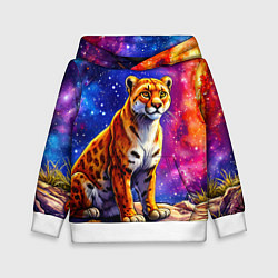 Толстовка-худи детская Пума и звездное небо, цвет: 3D-белый