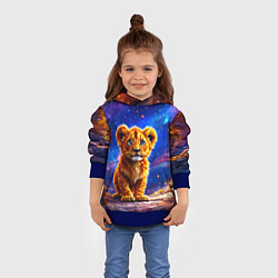 Толстовка-худи детская Львенок в звездную ночь, цвет: 3D-синий — фото 2