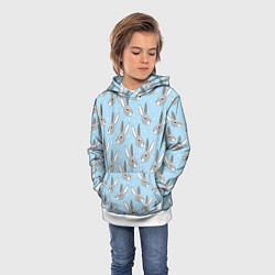 Толстовка-худи детская Заяц со снежинками, цвет: 3D-белый — фото 2