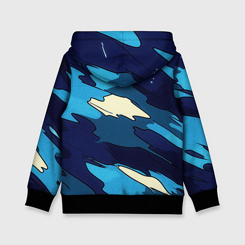 Детская толстовка Синий камуфляж русская сила / 3D-Черный – фото 2
