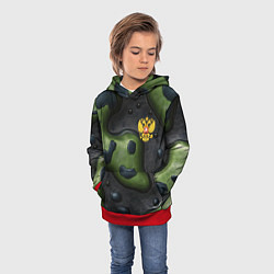 Толстовка-худи детская Объемный абстрактный камуфляж, цвет: 3D-красный — фото 2