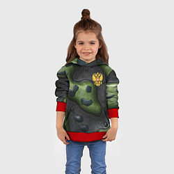 Толстовка-худи детская Объемный абстрактный камуфляж, цвет: 3D-красный — фото 2
