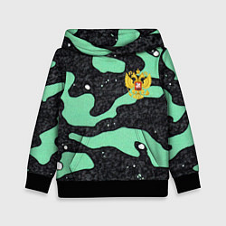 Детская толстовка Текстурный черно-зеленый камуфляж