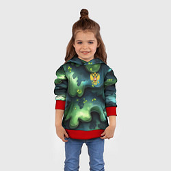Толстовка-худи детская Летний абстрактный камуфляж, цвет: 3D-красный — фото 2