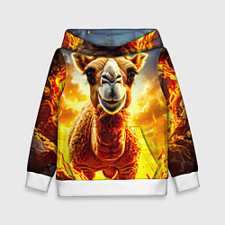 Толстовка-худи детская Верблюд в огне, цвет: 3D-белый