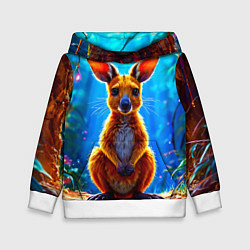 Толстовка-худи детская Кенгуру в джунглях, цвет: 3D-белый