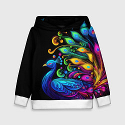 Толстовка-худи детская Neon peacock - art, цвет: 3D-белый