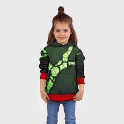 Толстовка-худи детская Объемный разлом плиты, цвет: 3D-красный — фото 2