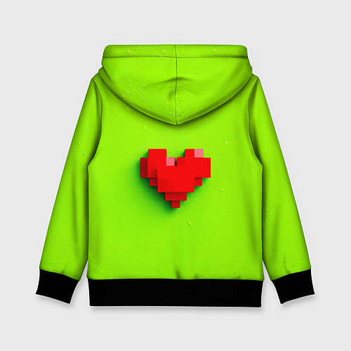 Детская толстовка Пиксельное красное сердечко / 3D-Черный – фото 2