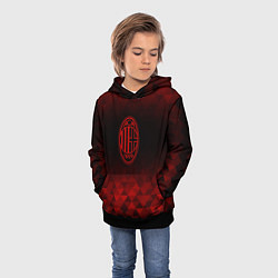 Толстовка-худи детская AC Milan red poly, цвет: 3D-черный — фото 2