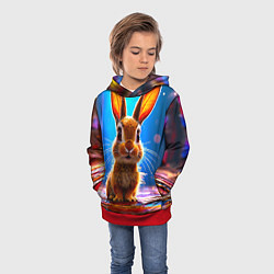 Толстовка-худи детская Ушастый зайка, цвет: 3D-красный — фото 2