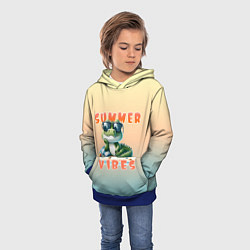Толстовка-худи детская Крокодил на пляже, цвет: 3D-синий — фото 2