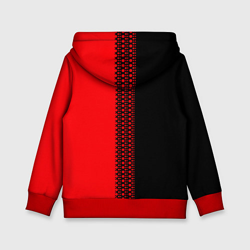 Детская толстовка Чёрно-красный двуцветный с полосой посередине / 3D-Красный – фото 2