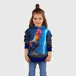 Толстовка-худи детская Петух и молния, цвет: 3D-синий — фото 2