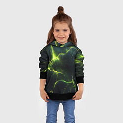 Толстовка-худи детская Разбитая плита с зеленым светом, цвет: 3D-черный — фото 2